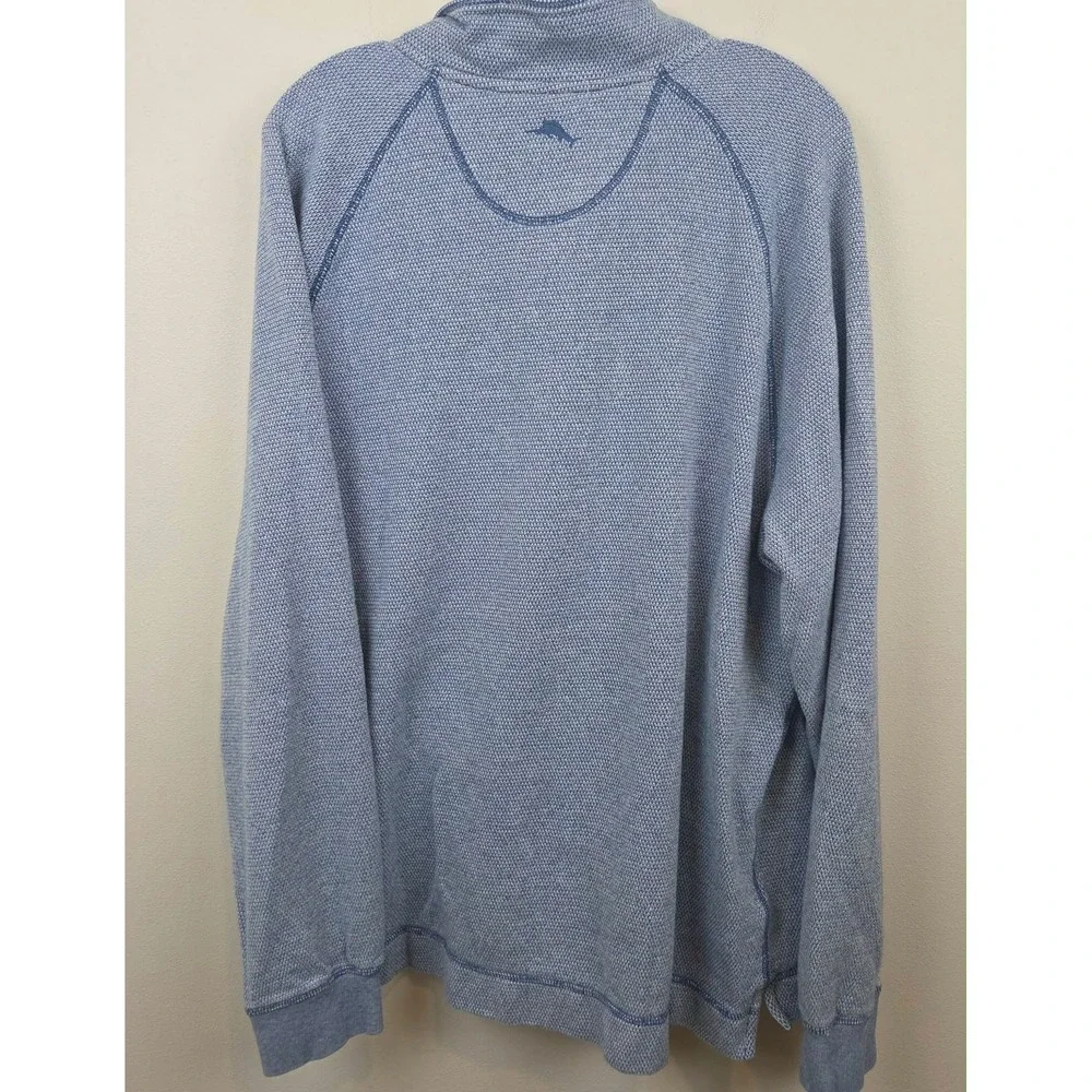 Tommy Bahama Cedar Springs Mens XL Blue Quarter Snap Pullover Sweater Mock Neck